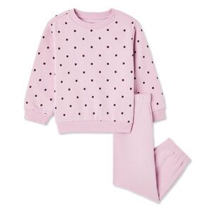 Pink Polka Dot Kids 2 piece fleece sweatshirt set